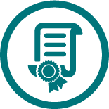 An icon showing a certificate